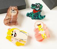 DOWELL Pince à cheveux personnalisable en acétate, forme animaux de la ferme (porc, vache, poulet), style dessin animé, accessoires de mode quotidiens de haute qualité