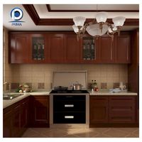 Armoires de cuisine modulaires élégantes en bois de noyer naturel avec fermeture amortie pour cuisines familiales contemporaines