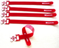Attaches-câbles réutilisables à boucle réglable double face avec impression de logo personnalisé pour l'organisation des câbles à la maison et au bureau