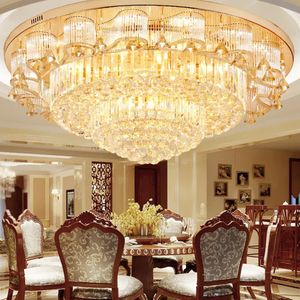 Decoración nórdica para sala de estar, lámpara de techo de cristal K9 redonda grande de lujo, luces de araña - Product Image 2