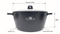 Casserole en aluminium moulé antiadhésive FourM Granite avec couvercle en verre trempé, fond à induction, ustensiles de cuisine, vente en gros et OEM/ODM