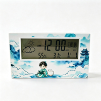 Reloj Despertador Digital LCD Transparente Personalizado con Diseño de Paisaje de Dibujos Animados, para Turismo, Festivales, Regalos Promocionales, para el Dormitorio