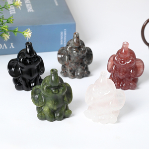 6cm <span class=keywords><strong>Natural</strong></span> Crystal <span class=keywords><strong>Stone</strong></span> Esculpido Elefante Estatuetas Artesanato Interior decorativa Gemstone Elefante Estátua - Product Image 3