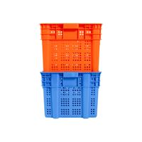 Panier empilable en plastique HDPE perforé et ventilé de 600 mm pour la logistique de la chaîne du froid des légumes, fruits et poissons