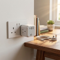 Multiprise cube UK avec ports USB Type-C, rallonge électrique avec 3 prises et ports USB-A/C, 220-240V, pour usage domestique