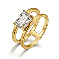 Bague solitaire personnalisée en argent sterling 925 avec moissanite taille émeraude pour femme – Fabrication en gros de bijoux fins par une usine