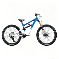 Vélo de montagne élégant à suspension intégrale en aluminium bleu-blanc dégradé avec freins à disque hydrauliques, 10 vitesses, roues légères de 27,5 pouces