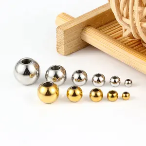 DIY Stainless Steel Beads Loose Spacer Beads Ball Hole for Bracelets Jewelry Components