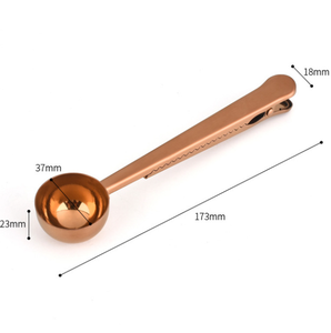 Cuchara de Metal de Grado Alimenticio, Cobre, Latón, Oro, Cuchara Medidora de Café de Acero Inoxidable 304 con Clip para Bolsa - Product Image 3