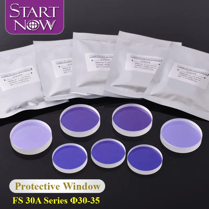 Startnow-lente protectora láser de D30-34mm, 30x1,5, 30x5, 34x5mm, protección de cuarzo, lente de máquina láser óptica para ventana