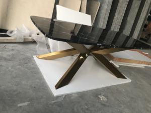 Nuovo design <span class=keywords><strong>nero</strong></span> piano in <span class=keywords><strong>marmo</strong></span> con base in metallo oro <span class=keywords><strong>tavolo</strong></span> da pranzo - Product Image 6