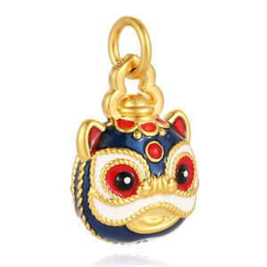 2025 lujo de gama alta estilo chino 24K 5D sólido dorado León forma colgante lindo estilo encanto para regalo - Product Image 2