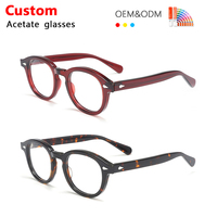 Gafas de bloque de luz azul de acetato de fibra de alta calidad para hombres y mujeres, gafas de lujo, montura óptica de diseñador de marca redonda Vintage