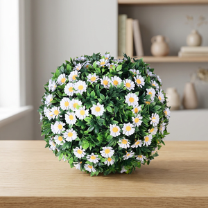 Bola de Flores de Margarita Blanca Artificial de Plástico con Técnica de Tejido de Alta Simulación y Durabilidad para Decoración de Hogar, Bodas y Eventos - Product Image 3