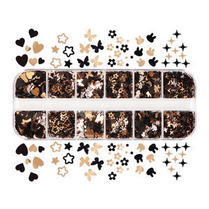 12 cajas de oro negro mariposa conejo amor estrella fiesta belleza maquillaje pestañas postizas arte de uñas adornado lentejuelas - Product Image 5