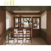 Vitrine de présentation de café en bois sur mesure, armoire de présentation de café à LED personnalisée pour boutique