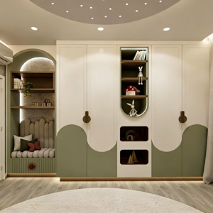 BALOM Customized Popular Eco-friendly Solid Wood Wardrobe <b>for</b> Kids <b>Bedroom</b> Furniture with Open <b>Shelve</b> Ardrobe - Product Image 3