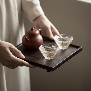 Ebony Square Teapot Stand Solid Wood Dry Brewing <b>Tea</b> <b>Tray</b> Japanese Wabi Sabi Style Small <b>Tea</b> Table For Afternoon <b>Tea</b> - Product Image 3