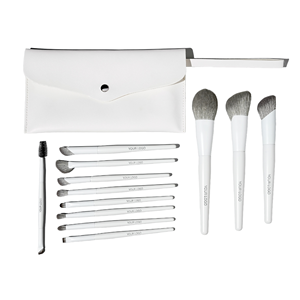 12pcs White Wood Handle Makeup Brush Set Corn Silk Synthetic Hair for Foundation Powder Face - Product Image 2