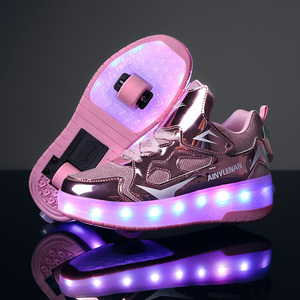 Chaussures à roulettes rétractables lumineuses à LED pour garçons et filles, baskets à roulettes avec roues amovibles, chaussures à roulettes pour enfants - Product Image 1