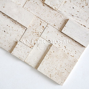 <span class=keywords><strong>Travertine</strong></span> cube 3d matt hoàn thiện gạch <span class=keywords><strong>mosaic</strong></span> đá cẩm thạch màu be màu đối với TRUYỀN HÌNH nền - Product Image 3