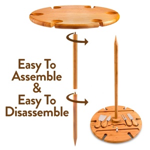 Plateaux de service en bois de bambou avec poignée Plateau long à café Plateau à <span class=keywords><strong>vin</strong></span> et à fromage d'extérieur portable avec ustensiles de service - Product Image 5