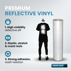 Vinile Riflettente Bianco per Trasferimento a Bassa Temperatura, Pellicola Adesiva Flessibile e Tagliabile per Abbigliamento, Ecologica e Durevole - Product Image 1