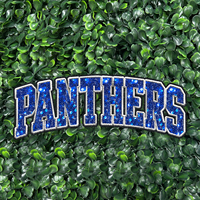 Nouvelle Écusson de Football Style Patch d'Équipe avec Paillettes, Applique Lettre Varsity Brodé Personnalisé à Thermocoller pour Fans, Cadeaux Souvenirs