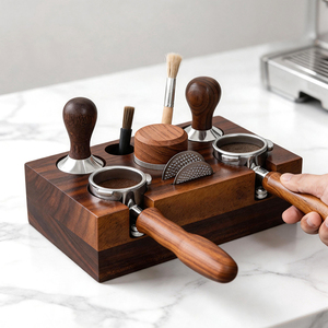 Own Mold Snap-on Disassembly Eco-Friendly Classic Square Barista <b>Tools</b> Multifunction Solid Wood Coffee Tamping <b>Station</b> - Product Image 1