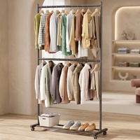 Porte-vêtements à double barre Lukzer avec roulettes |   MGS-006 |   Type de sol métallique robuste |   Porte-vêtements sur roulettes pour