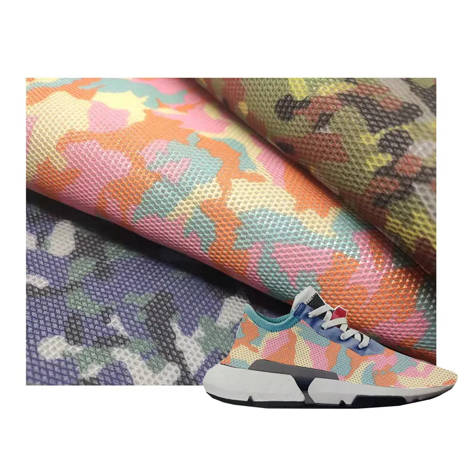 Breathable mesh 100% polyester camo embossed sandwich fabric Mesh shoe fabric Shoe stitch fabric