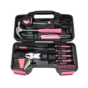 39pcs Professionelle Dame Rosa Hand Werkzeuge Combo Set Hand Werkzeug Tasche Werkzeuge Set Für Frau