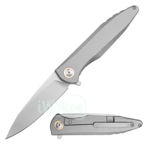 Iwakee Fábrica Titanium Handle D2 Lâmina Sobrevivência Ao Ar Livre Folding Pocket Knife