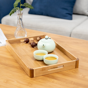 Bamboo Serving <b>Tray</b> Rounded Corner <b>Small</b> Tea Set <b>Tray</b> For Home Hotel Restaurant Solid Color 5.0 - Product Image 1