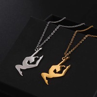 Collar de Acero Inoxidable con Diseño Artístico de Gimnasia, Ballet y Danza, Estilo Deportivo, Venta al por Mayor