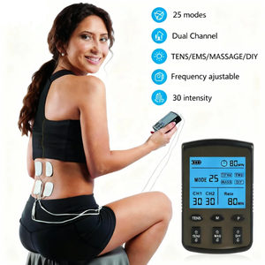 Appareil TENS rechargeable à deux canaux avec 25 modes (12 dizaines et 12 EMS) Équipement de physiothérapie FZJ Health FM-B2503 de classe II - Product Image 4