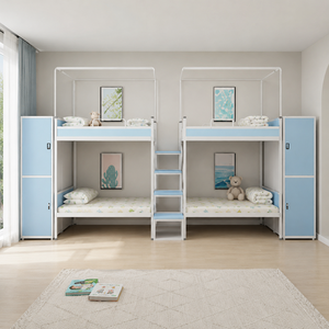 Metal Double Twin <b>Bunk</b> <b>Bed</b> Cheap with <b>Ladder</b> Stairs Steel Frame Storage Iron Mattress for Adult Dormitory Home School - Product Image 1