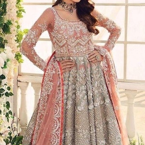 -New--Stylish--<b>Bridal</b>-<b>Jacket</b> with Lehenga with Elegant Embellished in crystal glass beads stone work for Wedding=2021 - Product Image 1