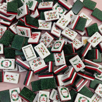 Tuiles de Mahjong de Noël américaines, ensemble de Mahjong de luxe vert, tuiles de Mahjong Nantucket, tuiles de Mahjong de fête pour le divertissement