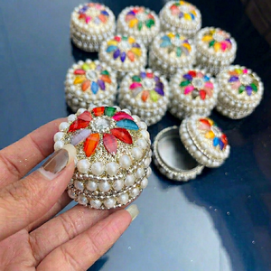 Handmade Mix Round Lakh Sindoor/ Roli/ Kumkum Dibbi Kumkum <b>Box</b> Wedding Gifts - Product Image 1