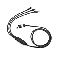 Câble de charge multi-USB 5 en 1 avec logo LED compatible avec 12 11 Pro 8 7 6 Samsung Galaxy 4FT/2Pack