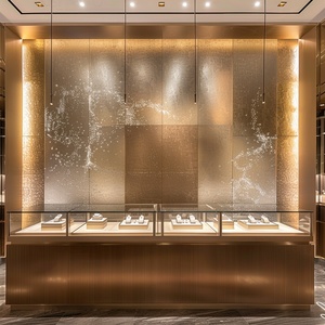 Panneau mural de luxe en laiton brossé et cristal de carbone, panneau en bambou carbonisé métallisé or <span class=keywords><strong>champagne</strong></span> pour le commerce de détail haut de gamme - Product Image 1