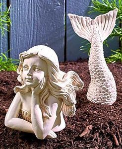 <strong>MERMAID</strong> STATUE WITH STARFISH RESIN <strong>MERMAID</strong> FIGURINE OUTDOOR CRAFTS for GARDEN ,PATIO and YARDS - Product Image 2