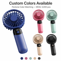 Ventilateurs électriques portables miniatures avec logo personnalisé, 1200 mAh, écran LED, 6 vitesses, vent puissant, pliables, rechargeables par USB, petit ventilateur
