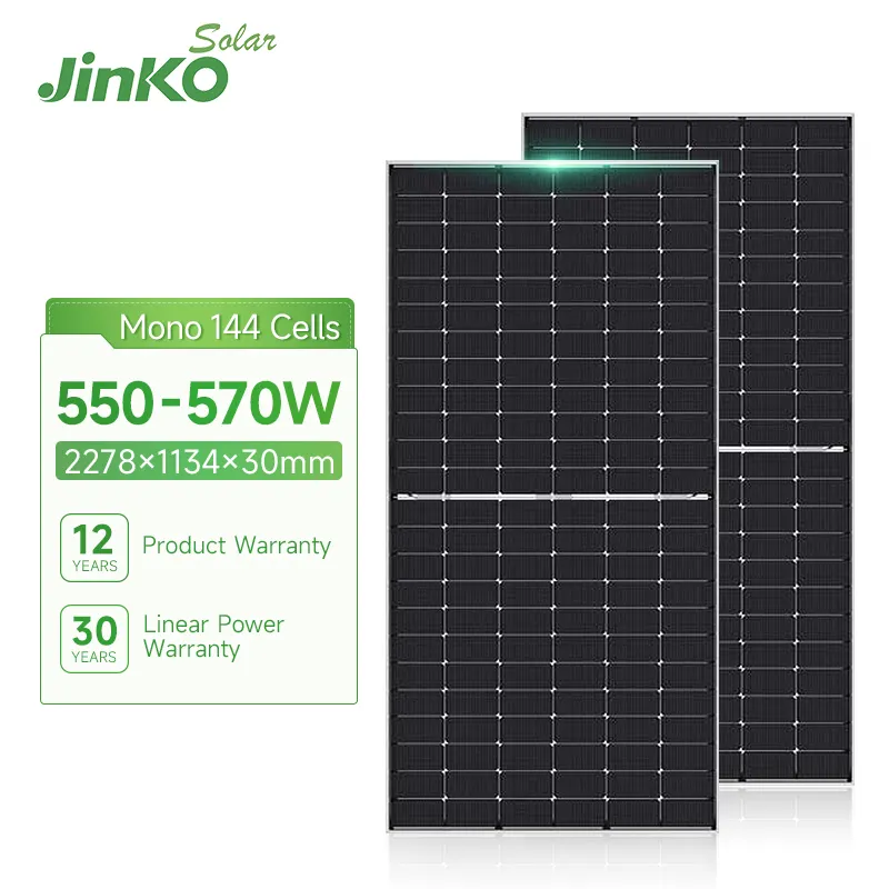 Jinko الشمسية N-نوع أحادية نصف خلية 550W 555W 560W 565W 570W الألواح الشمسية ذات وجهين مع الزجاج المزدوج