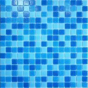 Square Blue Mix Hot Melt 20x20mm Glass Swimming Pool Mosaic Tile