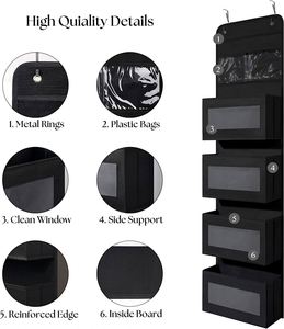 Organisateur suspendu pour porte avec fenêtre transparente et poche en PVC, organiseurs de placard suspendus pour le rangement des articles divers - Product Image 6