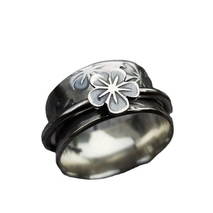 Floral Design Women's <b>Ring</b> Plum Blossom Pattern Silver Tone Jewelry Gift For Her Fashion <b>Statement</b> <b>Ring</b> - Product Image 5