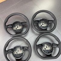 Pour Audi A3 A4 B8 A5 A6 A7 Q3 Q5 Q7 S8 R8 Volant de Voiture Personnalisé en Cuir Daim avec Coutures, à Fond Plat
