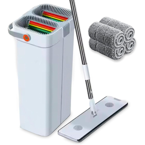 Customized Eco-Friendly Clean Mops 2pcs Microfiber Floor Mops Telescopic Stainless Steel Handle High Capacity 80-90% Dehydration - Product Image 1